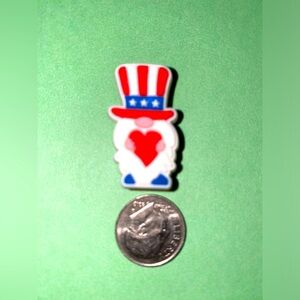 (10 for $15) American Patriotic USA Gnome with Heart Crocs Shoe Charms